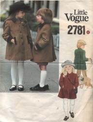 2781 VOGUE CHILDREN'S LINED COLLAR COAT 70S PATTERN sz 5
